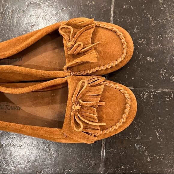 Minnetonka Brown Suede Leather Native Moccasin Loafer Size 8 - Picture 5 of 9